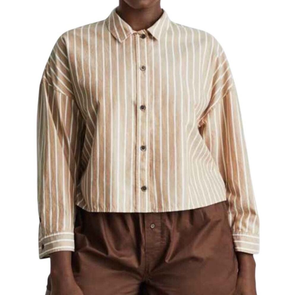 Everlane The Woven PJ Top Brown/White Striped Button Down Shirt Women’s Medium